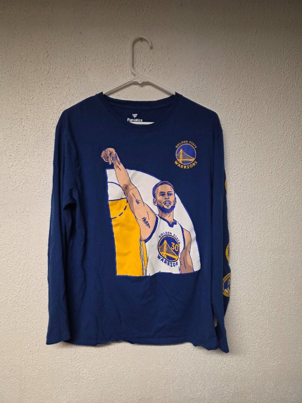 Kids Long Sleeve Warriars Steph Curry T-Shirt by Fanatics - Size Youth Large